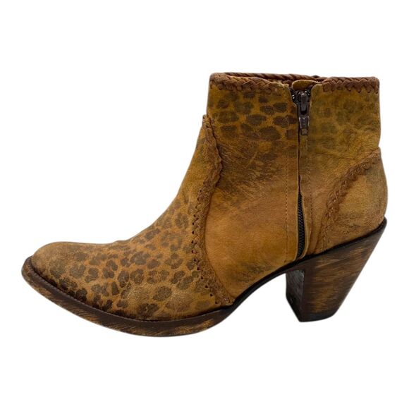 Old Gringo Mexicans Adala Heeled Ankle Leopard Print Suede Boots 7.5 Distressed - Picture 10 of 15